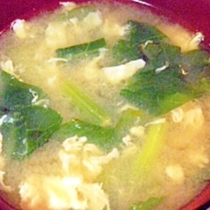 小松菜と卵のお味噌汁
